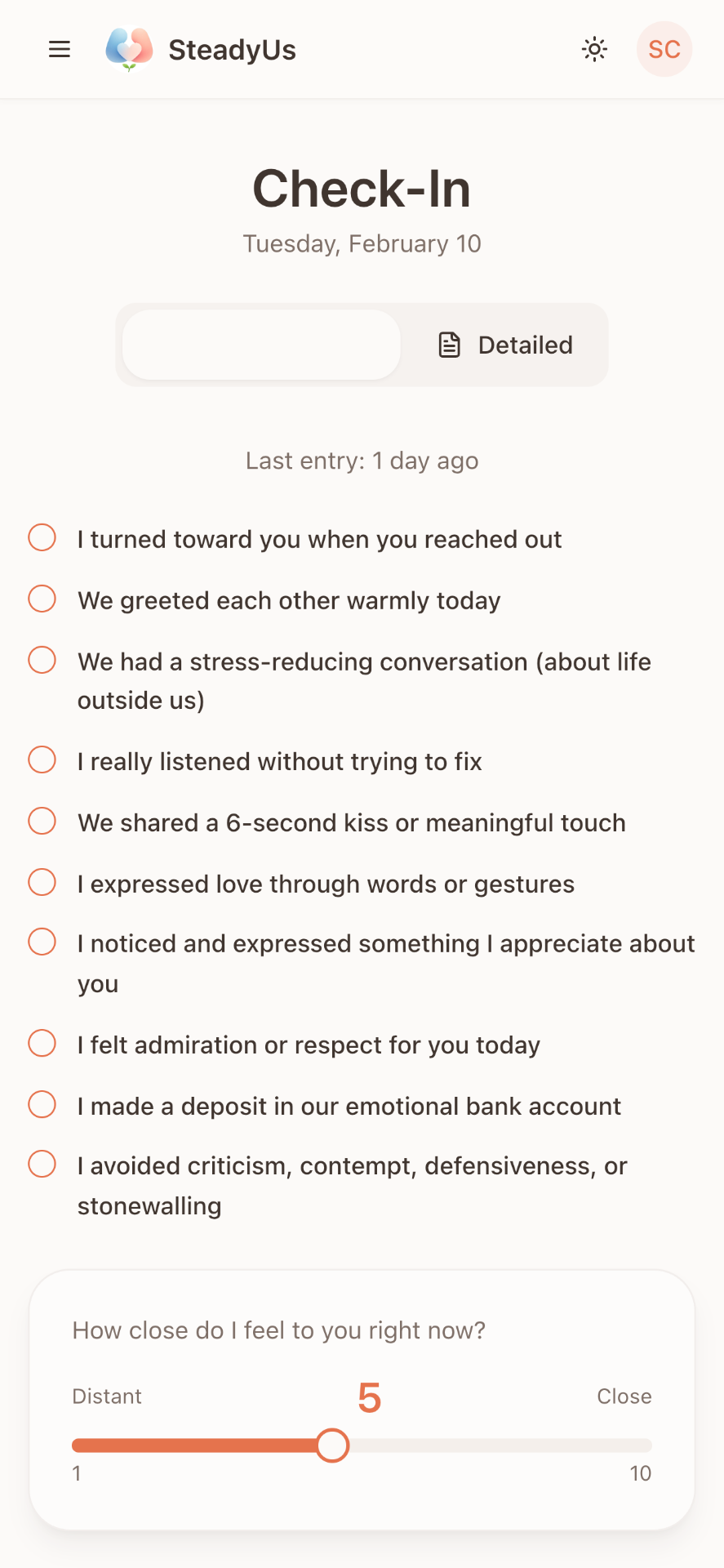 Daily Check-In